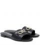 Salvatore Ferragamo - Ladies Black Leather Rhodes Gancini Flat Sandals