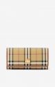Burberry - Archive Beige Check And Leather Halton Continental Wallet