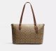 Coach - Gallery Tote In Signature Canvas - Khaki Saddle